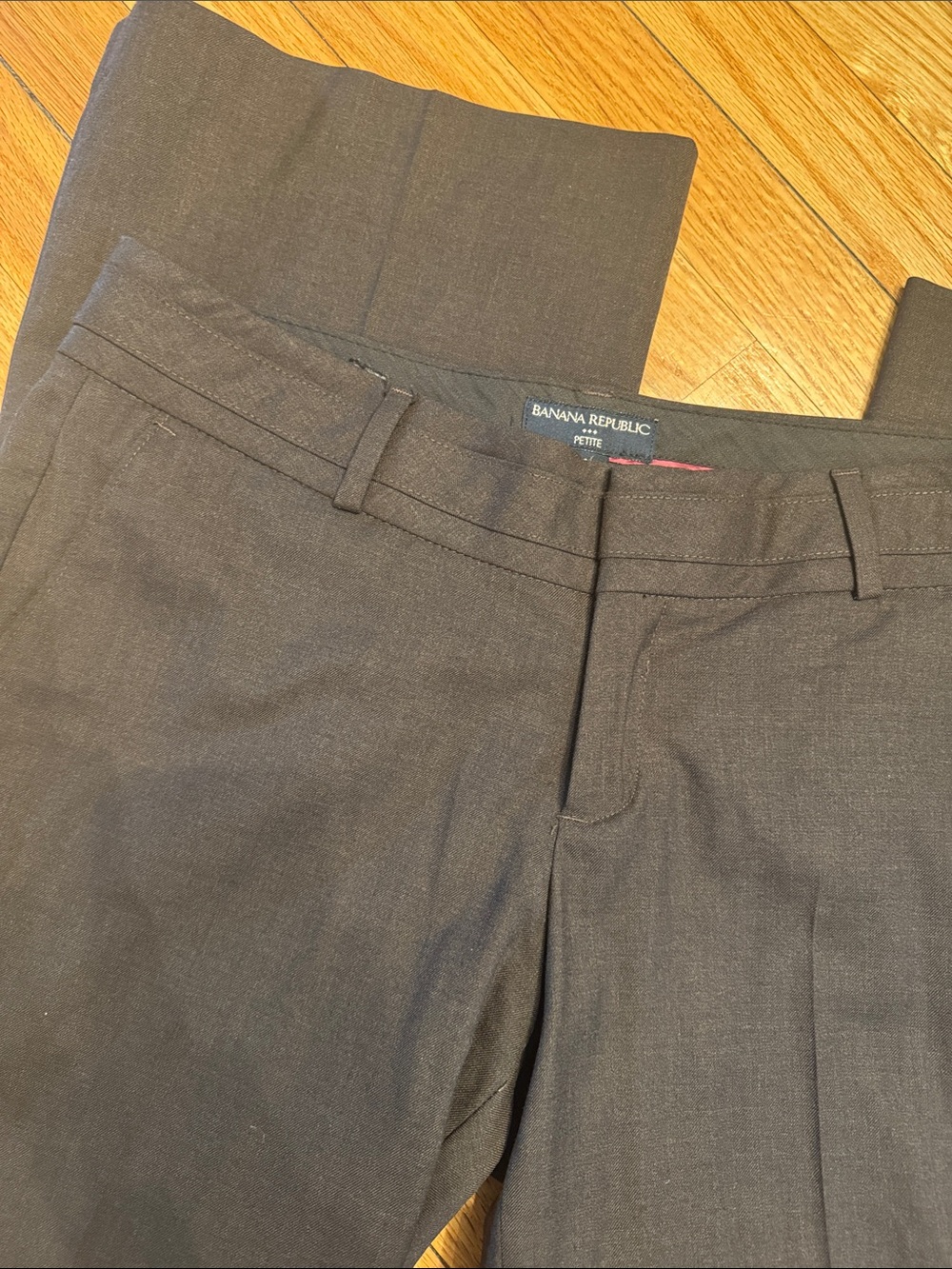 Banana Republic Wool Pants Womens Petite Dark Brown Dress Trousers 12P